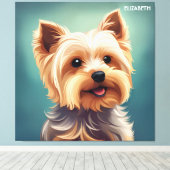 ファンタジーキュートYorkshire Terrier、ヴィンテージファンタジー キャンバスプリント (インサイチュ (ウッドフロア))