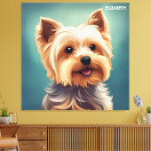 ファンタジーキュートYorkshire Terrier、ヴィンテージファンタジー キャンバスプリント (インサイチュ (リビング))