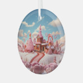 ファンタジーギンガーブレッドハウスキャンディ1 ガラスオーナメント (正面左)