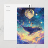 ファンタジークジラが雲に乗る ポストカード (正面/裏面)