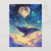 ファンタジークジラが雲に乗る ポストカード (正面)