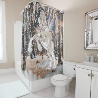 ファンタジークライデールホースフェアリー シャワーカーテン