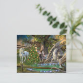 ファンタジークリスマス妖精ユニコーンドラゴン ポストカード (スタンド正面)