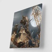 ファンタジークレーン運転士搭乗者のバケットトラストナイト スクエア壁時計 (傾斜)