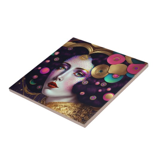 ファンタジーグラムウーマンポップ・アートのアートセラミックタイル タイル (側面)