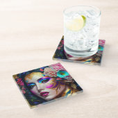 ファンタジーグラムウーマンポップ・アートのアート ガラスコースター (アングル)