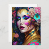 ファンタジーグラムウーマンポップ・アートのアート ポストカード (正面/裏面)