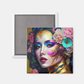 ファンタジーグラムウーマンポップ・アートのアート マグネット (正面/裏面)
