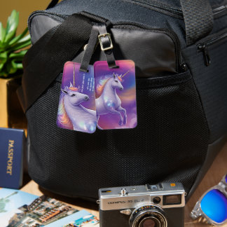 ファンタジーグリッターレインボーユニコーンコズミッククラウド ラゲッジタグ