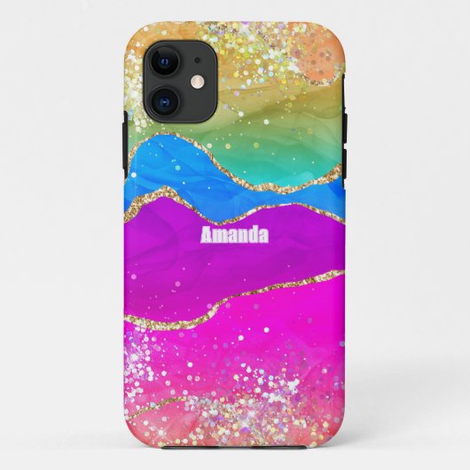ファンタジーグリッター レインボー アゲート Case-Mate iPhoneケース (裏面)