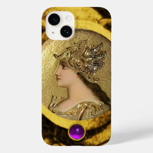 ファンタジーグリフィンと紫の宝石を持つアテナ Case-Mate iPhoneケース (裏面)