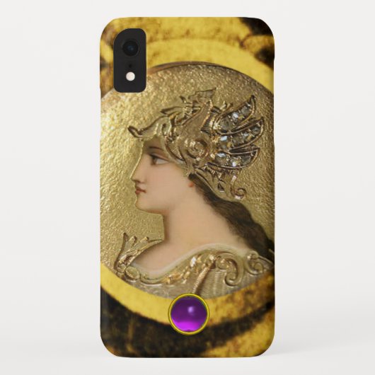 ファンタジーグリフィンと紫の宝石を持つアテナ Case-Mate iPhoneケース (裏面)