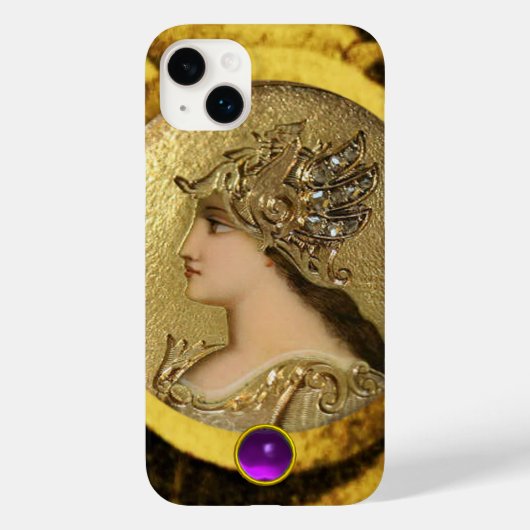 ファンタジーグリフィンと紫の宝石を持つアテナ Case-Mate iPhoneケース (裏面)