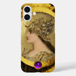 ファンタジーグリフィンと紫の宝石を持つアテナ iPhone 16 PLUSケース