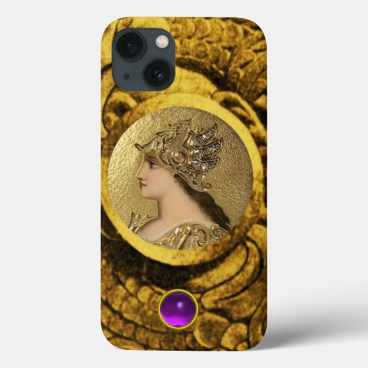 ファンタジーグリフィンと紫の宝石を持つアテナ Case-Mate iPhoneケース (裏面)