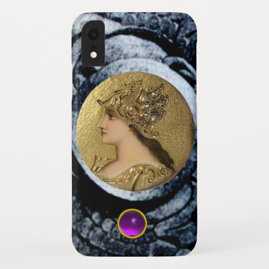 ファンタジーグリフィンと紫の宝石を持つアテナ Case-Mate iPhoneケース (裏面)