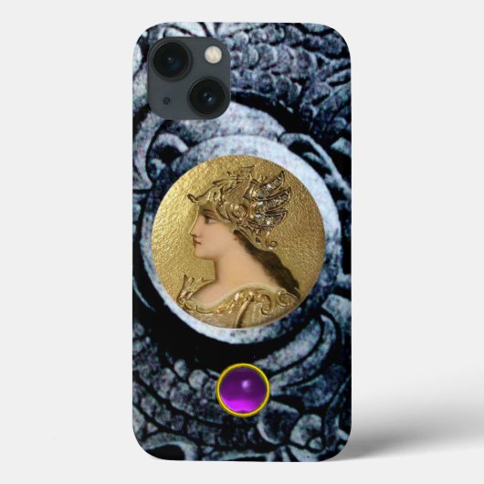 ファンタジーグリフィンと紫の宝石を持つアテナ Case-Mate iPhoneケース (裏面)