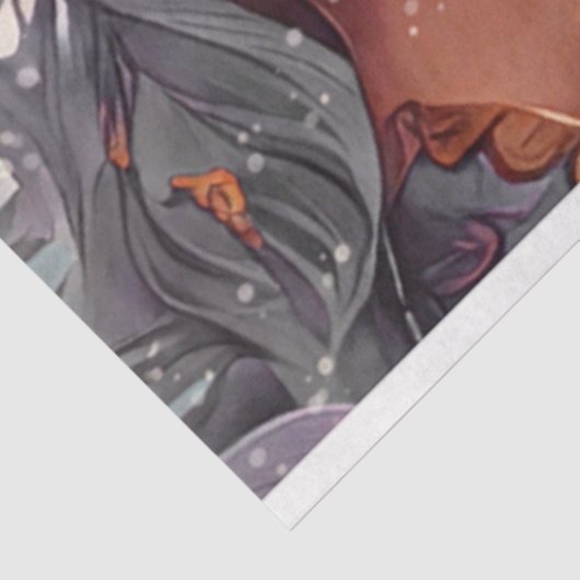 ファンタジーグレーとピンクの水色のマーメイド 薄葉紙 (詳細)