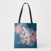 ファンタジーグレーホースピンククラウドモノグラム トートバッグ (正面)