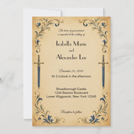 ファンタジーゲーマー剣の結婚式招待状 招待状 (正面)