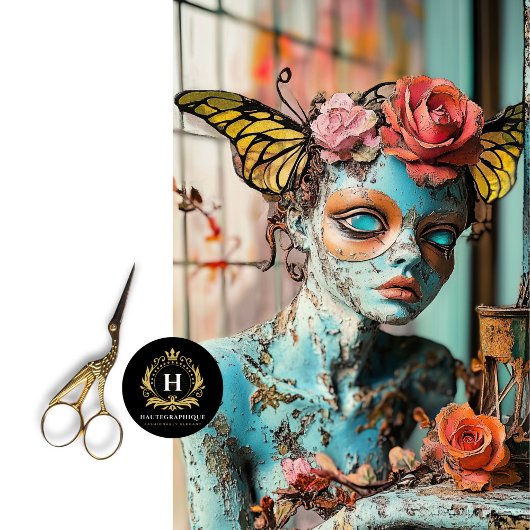 ファンタジーゴシックガーゴイル蝶の翼のデコパージュ 薄葉紙