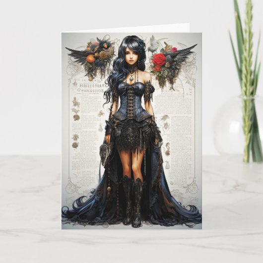 ファンタジーゴシックガールグリーティングカード サンキューカード (正面)
