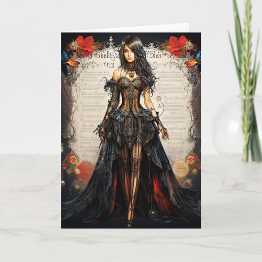 ファンタジーゴシックガールグリーティングカード サンキューカード (正面)