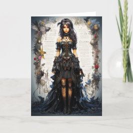 ファンタジーゴシックガールグリーティングカード サンキューカード
