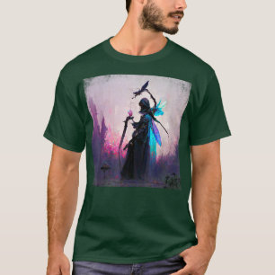 ファンタジーゴシック様式の魔女アングラーフェイリーメイジウッズ Tシャツ