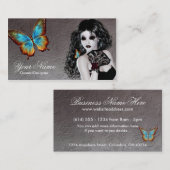 ファンタジーゴシック白い蝶の女性ビジネスカード 名刺 (正面/裏面)