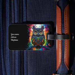 ファンタジーサイケデリックヒッピー・フクロウ ラゲッジタグ