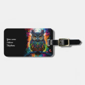 ファンタジーサイケデリックヒッピー・フクロウ ラゲッジタグ (正面横)