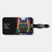 ファンタジーサイケデリックヒッピー・フクロウ ラゲッジタグ (裏面横)