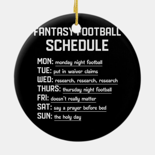 ファンタジーサッカースケジュールナイトフットボールお気に入りの セラミックオーナメント (裏面)