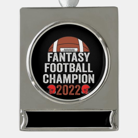 ファンタジーサッカーチャンピオン2022サッカー愛好家 シルバープレートバナーオーナメント (正面)