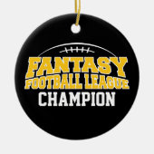 ファンタジーサッカーチャンピオン – 黒と黄色の金ゴールド セラミックオーナメント (正面)