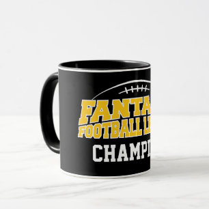 ファンタジーサッカーチャンピオン – 黒と黄色の金ゴールド マグカップ