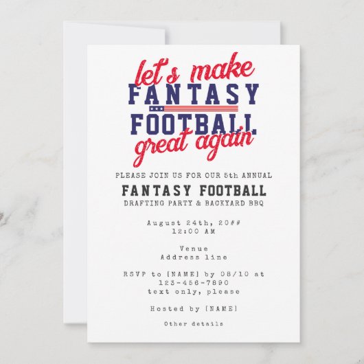 ファンタジーサッカーリーグ素晴らし再びドラフトパーティー 招待状 (正面)