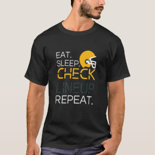 ファンタジーサッカー食べのスリープチェックのラインナップの繰り返し1 Tシャツ