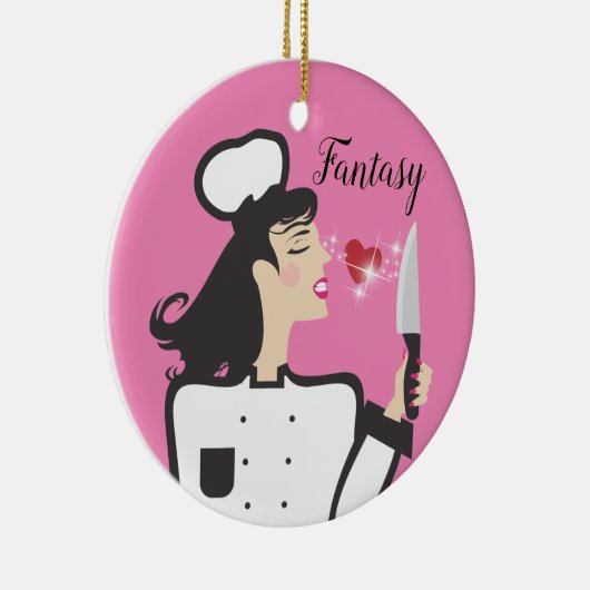 ファンタジーシェフ対リアリティ調理師料理クリスマス セラミックオーナメント (右)