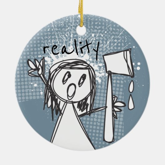 ファンタジーシェフ対リアリティ調理師料理クリスマス セラミックオーナメント (裏面)