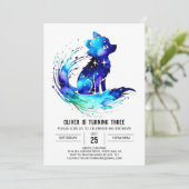 ファンタジーシンプルウルフデジタルボーイ誕生日 招待状 (スタンド正面)