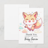 ファンタジーシンプルキツネベビーシャワー サンキューカード (正面/裏面)