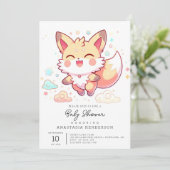 ファンタジーシンプルキツネベビーシャワー 招待状 (スタンド正面)