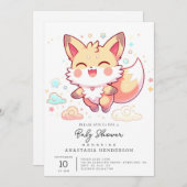 ファンタジーシンプルキツネベビーシャワー 招待状 (正面/裏面)