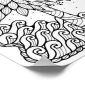 ファンタジーシーサイドパームツリーカラーリングページアート ポスター (角)