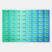 ファンタジーシーホース型ドラゴンブルースグリーンワカメ ラッピングペーパーシート (正面3)