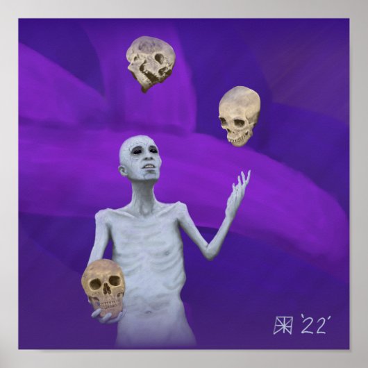 ファンタジージャグラジャグリングスカルウォールアートプリント ポスター (正面)