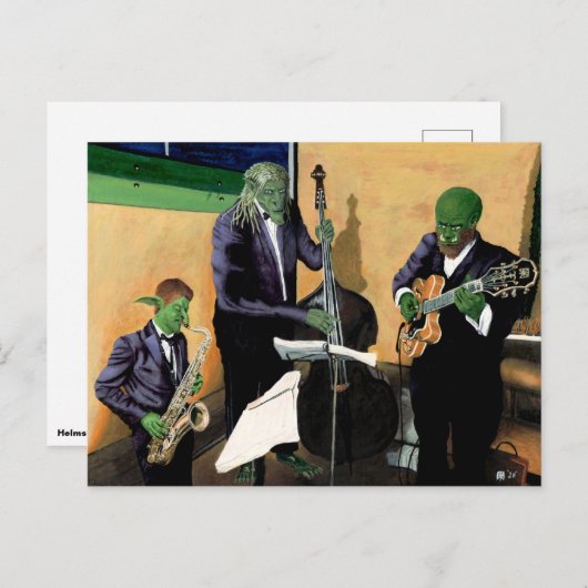 ファンタジージャズブルースミュージシャン音楽アートはがき ポストカード (正面/裏面)