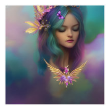 ファンタジースイートフェアリー女の子パープルティール（緑がかった色）ピンクウィングス3